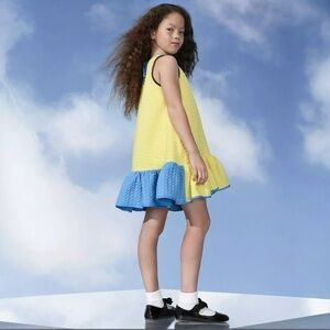 Victoria Beckham x Target | Yellow Cloque Ruffle Dress (S)